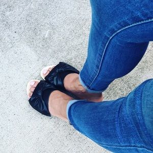 Faux Leather Big Bow Flats